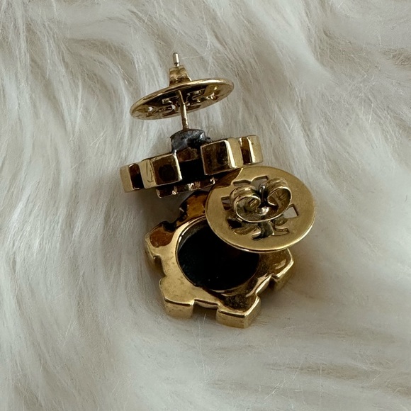 Tory Burch Gold and Tortoise Stud Earrings - Picture 4 of 4